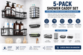 EUDELE 5-Pack Rustproof Adhesive Shower Caddy & Bathroom Organizer