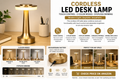 Cordless Touch-Control LED Desk Lamp – Champagne Gold