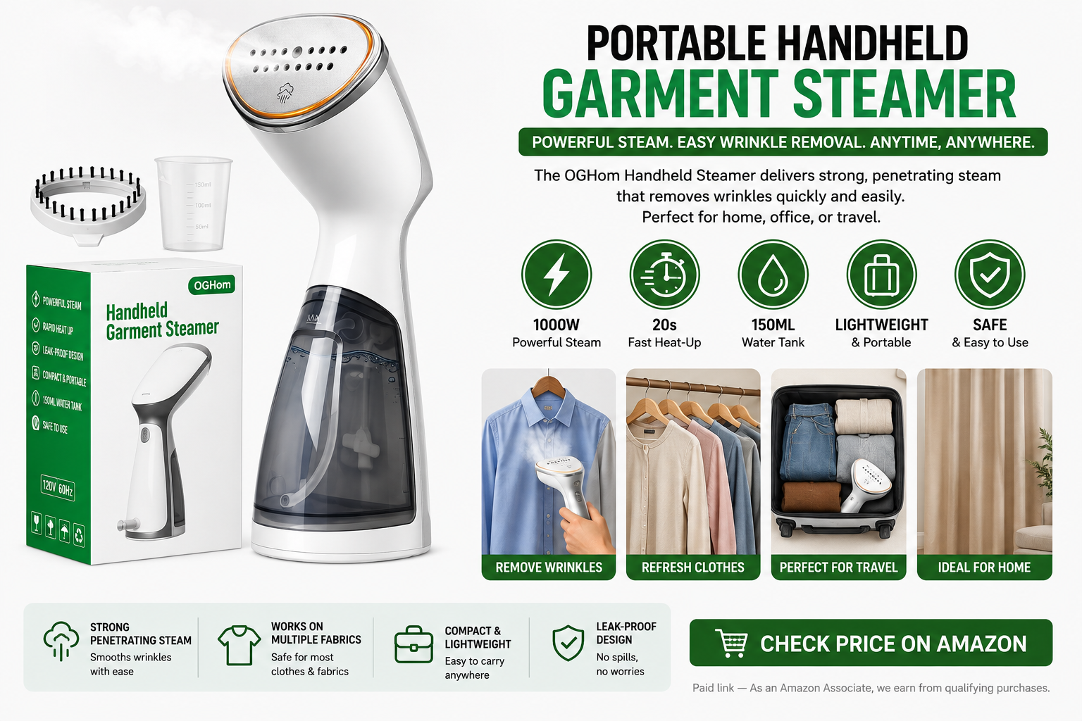 OGHom Portable Handheld Garment Steamer