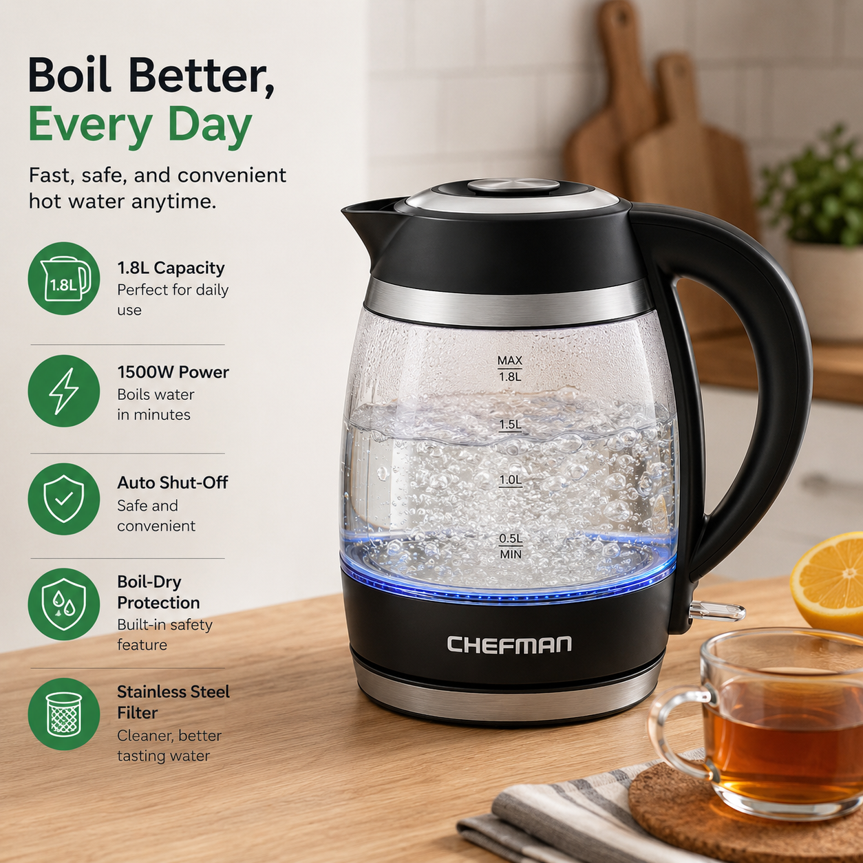 Chefman 1.8L Electric Kettle