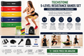 TechStone 5-Level Resistance Bands Set