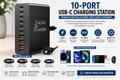 10-Port USB-C Charging Station with 4 Cables